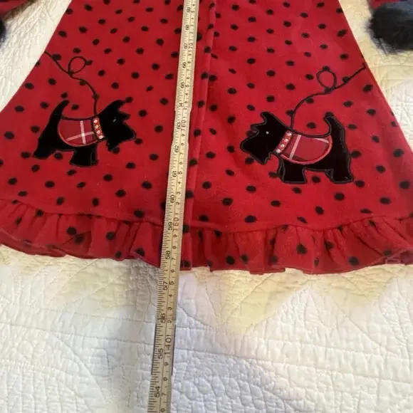Blueberi Boulevard Girls Scotty Dog And Scotch Plaid Ribbon Red 3T Fleece Jacket - Picture 8 of 15